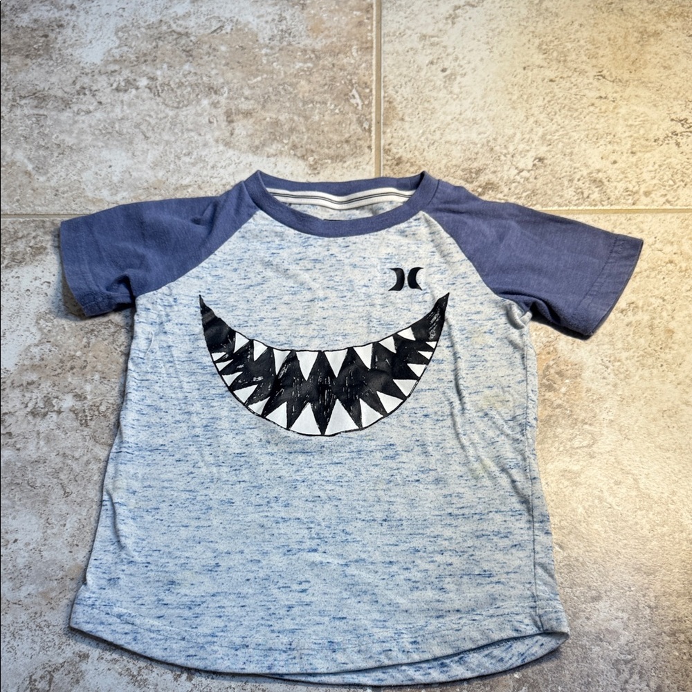 4T Hurley Blue and Gray Shark Graphic Tee. Like new